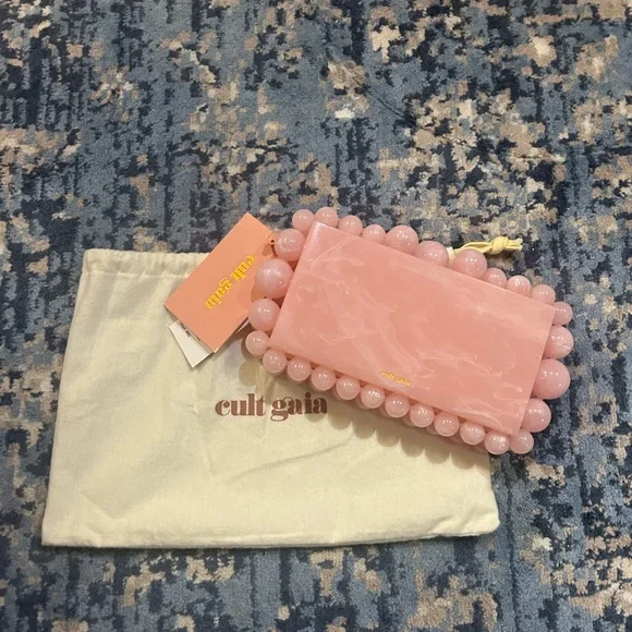 Cult Gaia Pink Pom-Pom Trim Bag - Picture 5 of 5